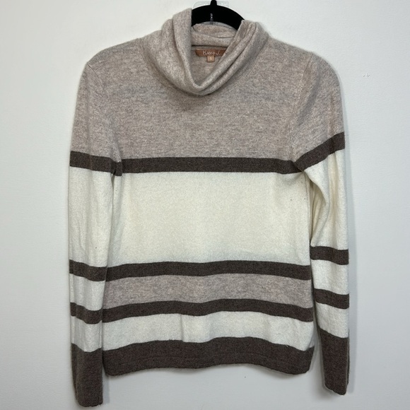 Kier + J Cashmere Turtleneck Striped Sweater‎ Small - Picture 2 of 6